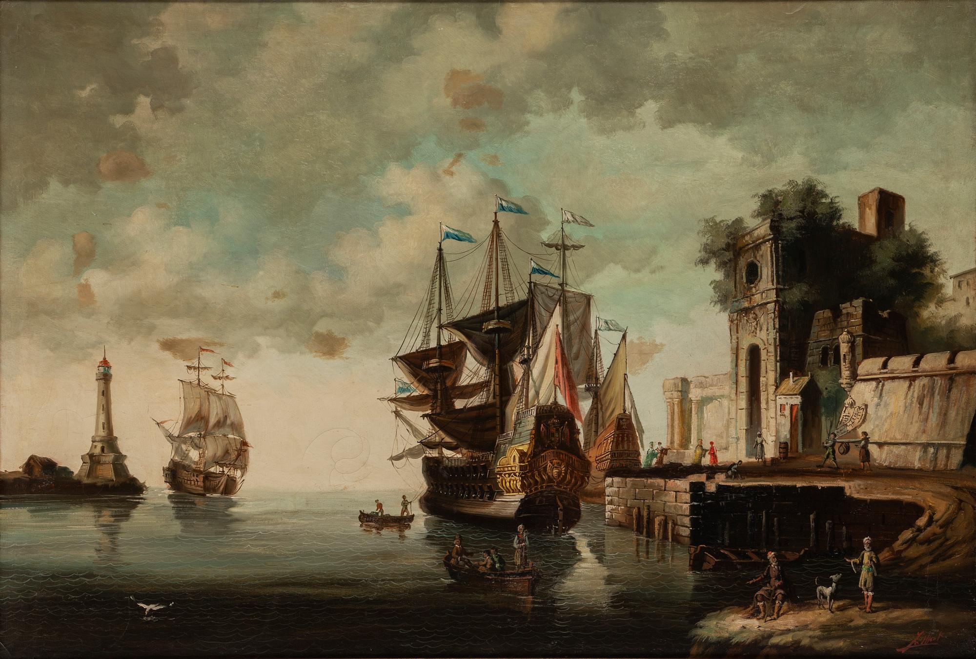 CLAUDE JOSEPH VERNET, copy after, oil on canvas, probably 19th Century.