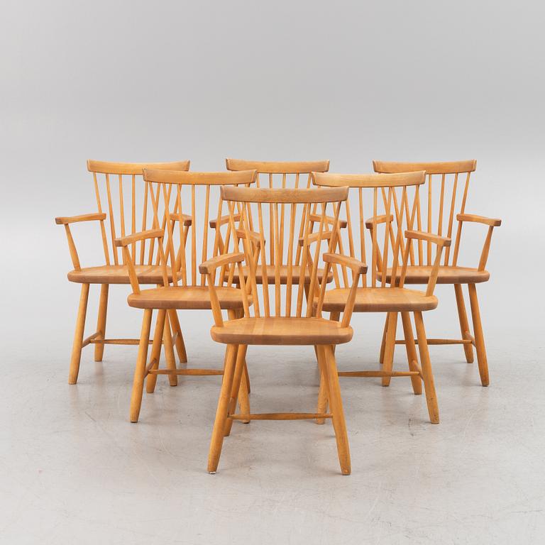 Carl Malmsten, six 'Lilla Åland' chairs, Stolab, 1990-92. Dining table, Stolab, 1989.