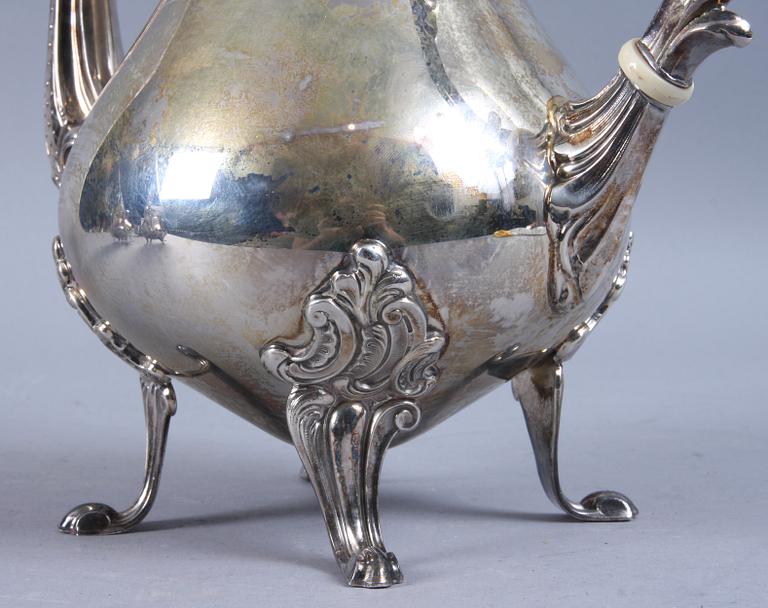 KAFFESERVIS, 3 delar, sterlingsilver, Peru, ca 1250 g.