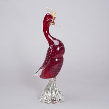 FIGURINER, 2 st samt skål, glas, troligen Murano. 1900-talets andra hälft.