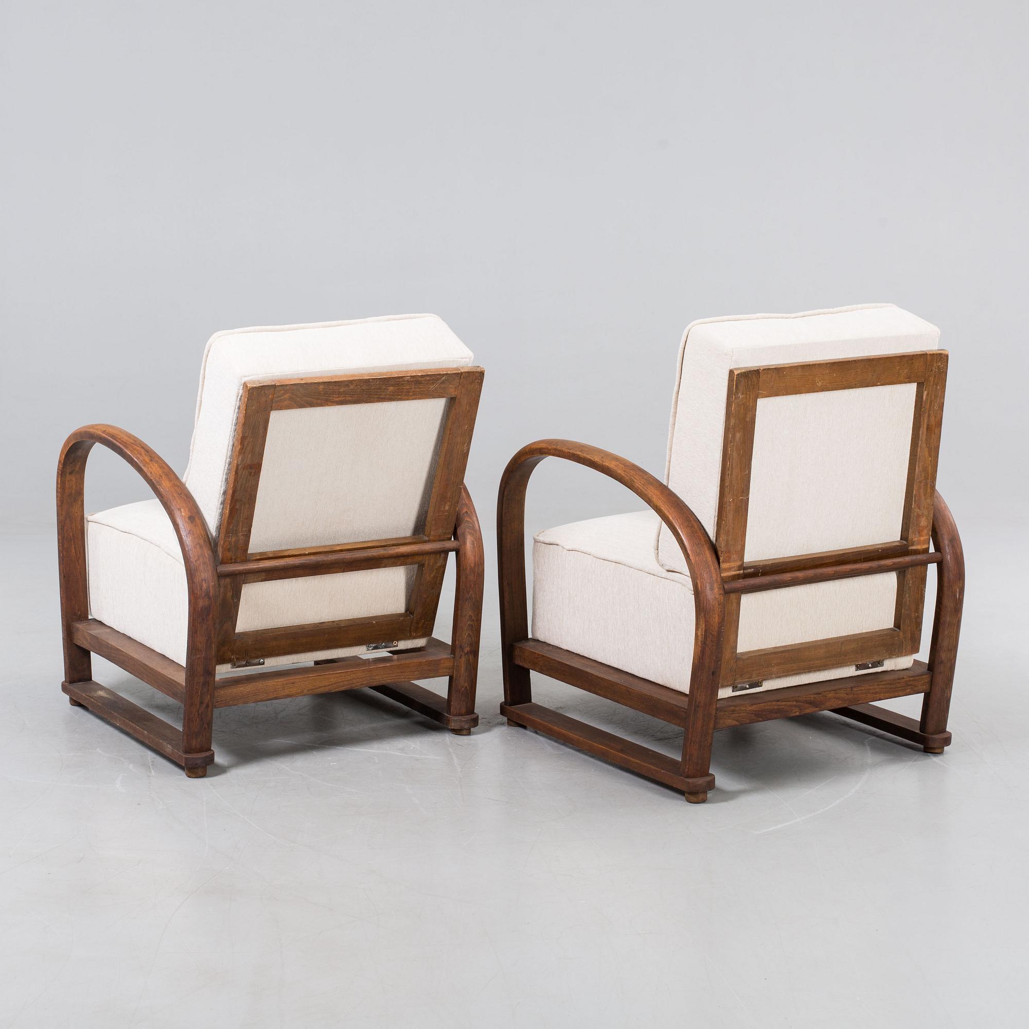 FÅTÖLJER, ett par, art-deco, etikettsmärkt; Vienna Pancota.