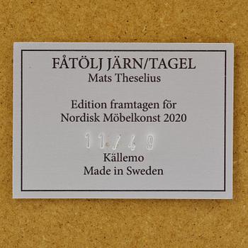 Mats Theselius, fåtölj, "Järn/Tagel", ed. 11/49, Källemo, Värnamo, 2020.