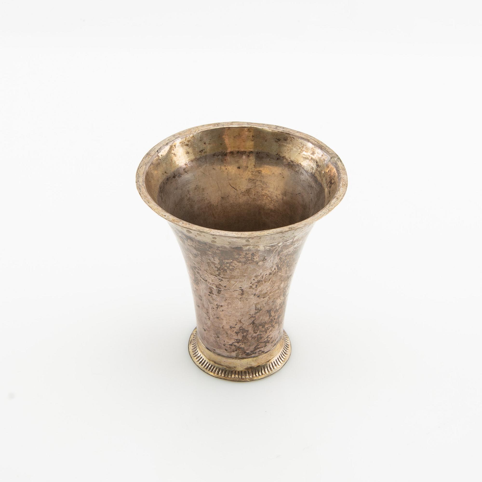 Conrad Gadd pokal/bägare silver delvis förgylld Kristianstad 1749.