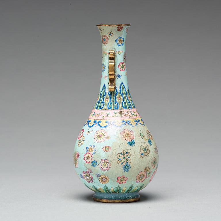 A painted enamel on copper vase, Qing dynasty, 18th Century.