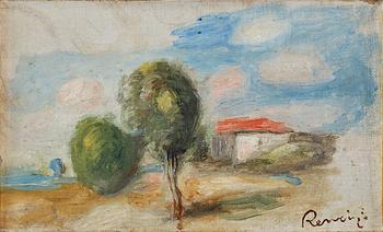 Pierre-Auguste Renoir, Landscape study with trees and a house.