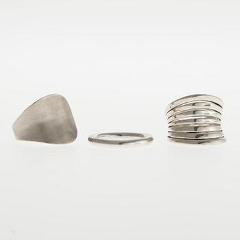 RINGAR, 3 st, sterling silver, bl.a. Jalo, 1900-talets slut.