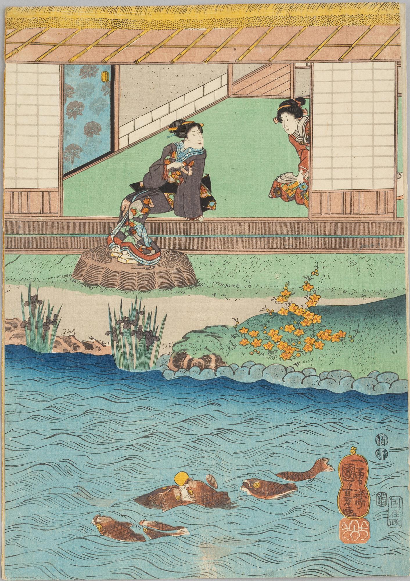 Utagawa Kuniyoshi, three woodblock prints.