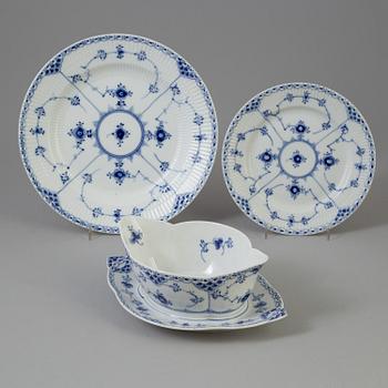 A set of 13 pieces Royal Copenhagen Blue Fluted Half-lace porcelain tableware.