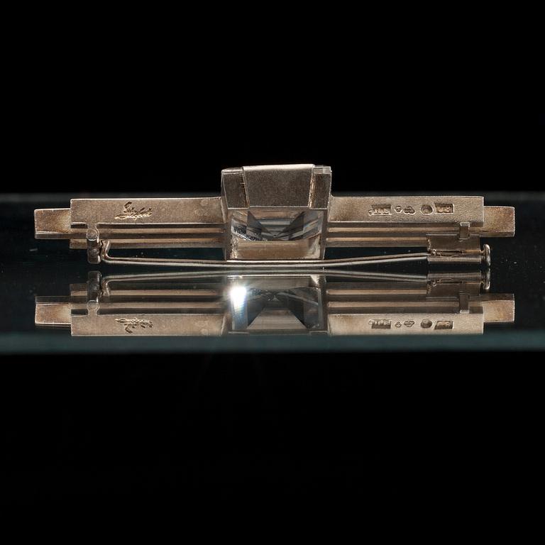 BROSCH, silver, bergskristall, Stigbert, Stockholm 1946.