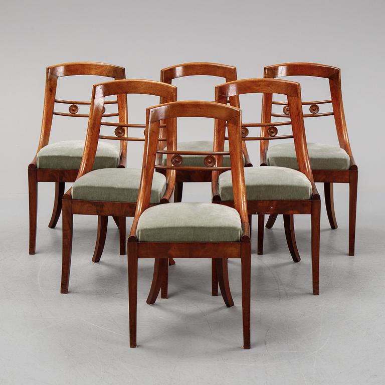 A set of six Empire chairs, first half of the 19th century.