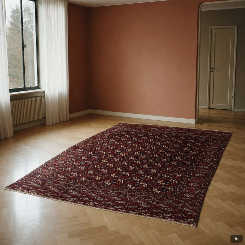 A Turkmen carpet, c. 293 x 210 cm.