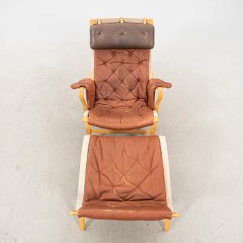 Bruno Mathsson, a 'Pernilla' armchair and a stool, Dux.
