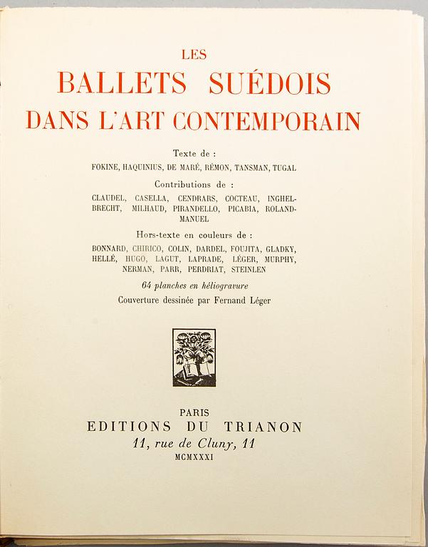 Bok, "Les Ballets Suédois dans l'Art Contemporain", Editions du Trianon, Paris, 1931.