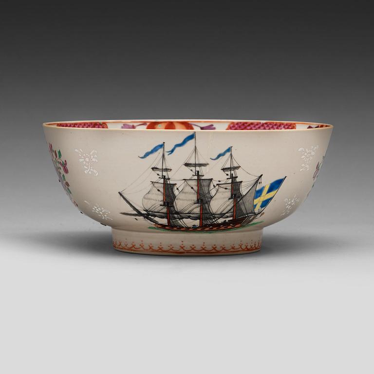 A famille rose 'European Subject' punch bowl, Qing dynasty, Qianlong (1736-95).