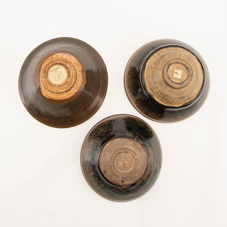 Bowls 3 pcs temmoku, Song Dynasty (960-1279) stoneware.