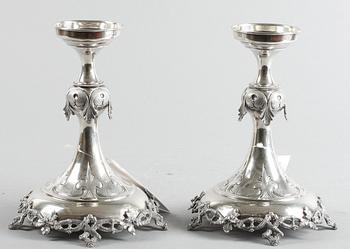 LJUSSTAKAR, ett par, silver, Lars Larsson & Co, Göteborg 1870. Vikt c:a 270 g/st.