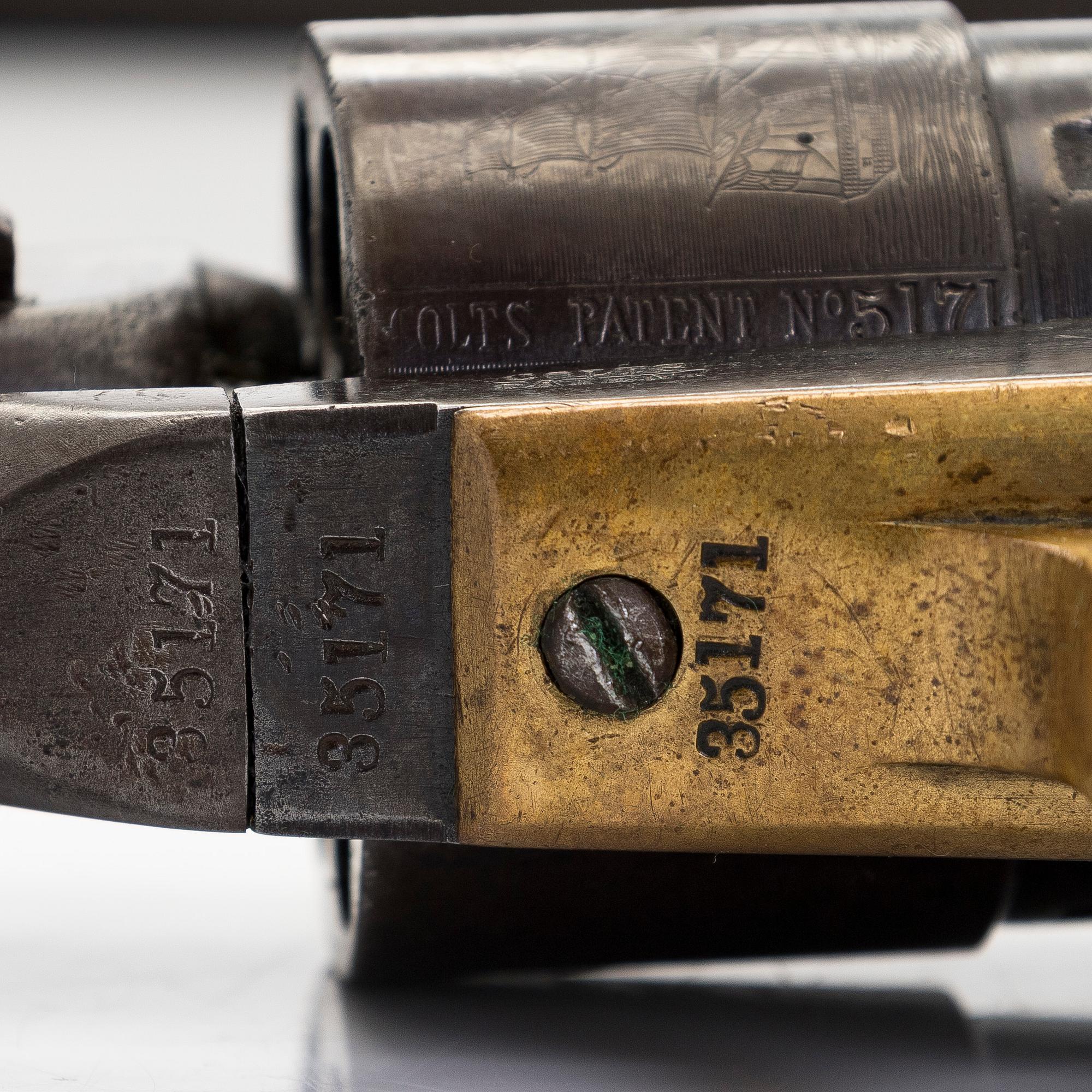 A Colt 1860 Army percussion revolver, serial no. 35171, manufactured 1862. Certificate included.