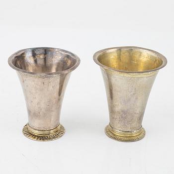 Five silver items, including beaker by Herman Hermansson, Marstrand, Sweden, 1796.