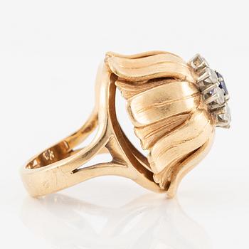 Ring, Hans Scherlund, 18K gold with white and blue stones.