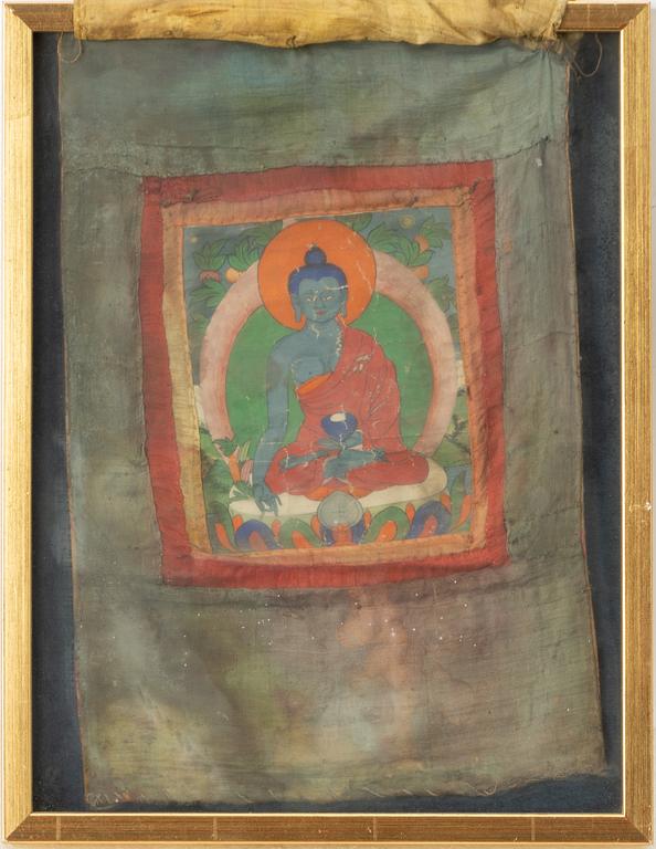Oidentifierade konstnärer, Buddhistiska motiv, fyra stycken, Tibet, 1900-tal.
