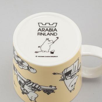 Five moomin porcelain cups, "Moomin Characters" from Arabia, 1990s.