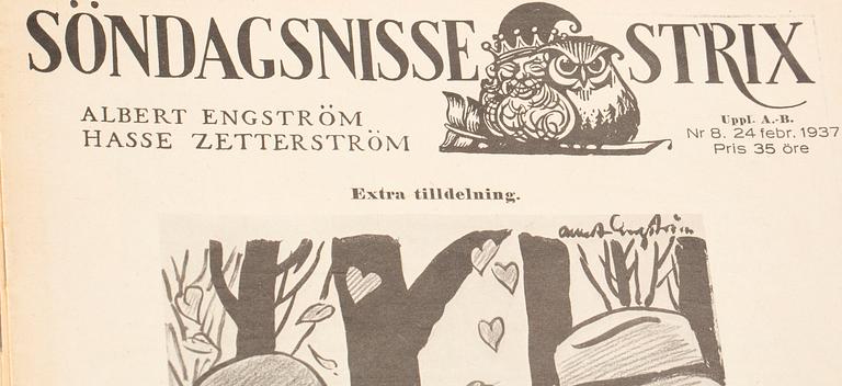 TIDNINGAR, "Söndags-Nisse Strix, 1937 och 1939, spridda nummer.