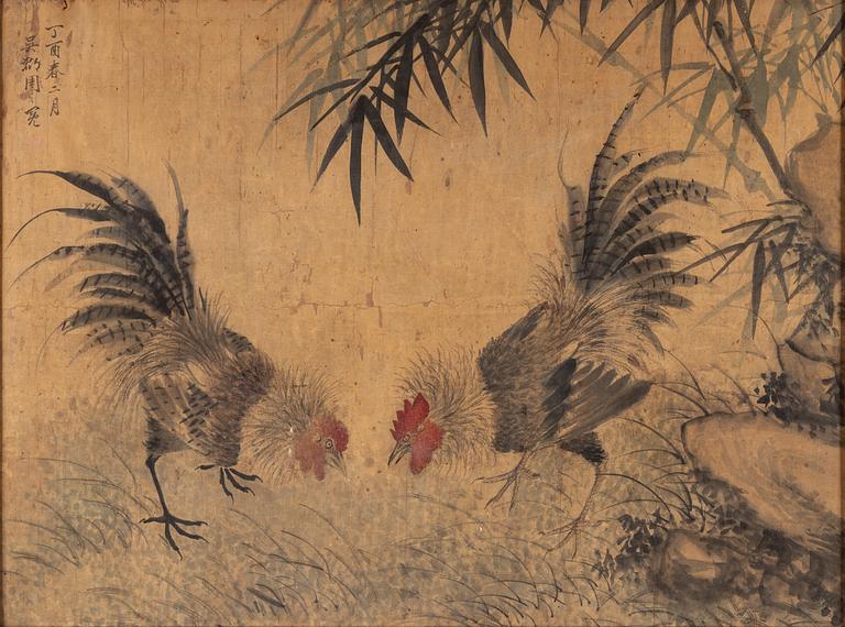 UNKNOWN ARTIST, ink and colour on paper, late Qing dynasty, signed Wu Junzhou, dated 1897.