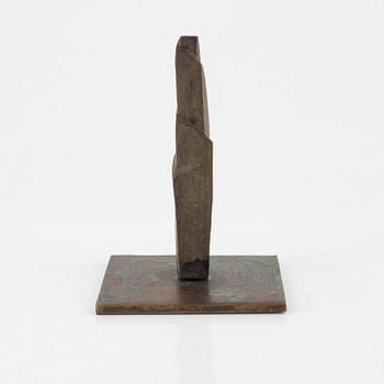 Arne Jones, sculpture, unsigned, wood on a metal base, height 10.5 cm.