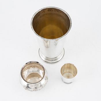 Two Silver Beakers and a Bowl, including mark of Bransch Oscar L Olausson, Stockholm 1966.