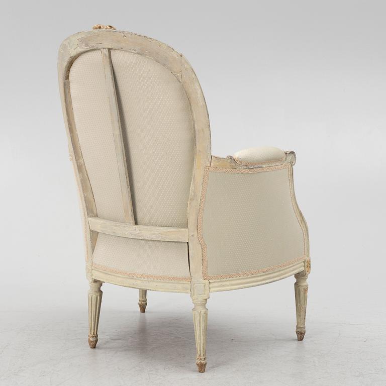 A Louis XVI bergère, late 18th Century.