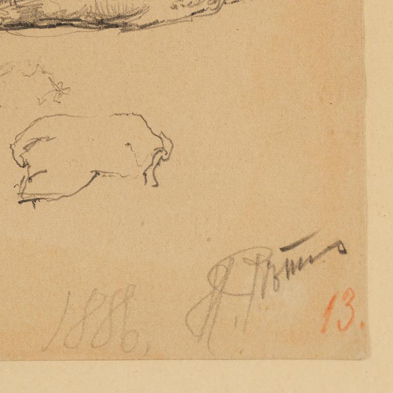 ILJA JEFIMOVITJ REPIN, a pencil drawing, signed och numbered 13, dated 1886.