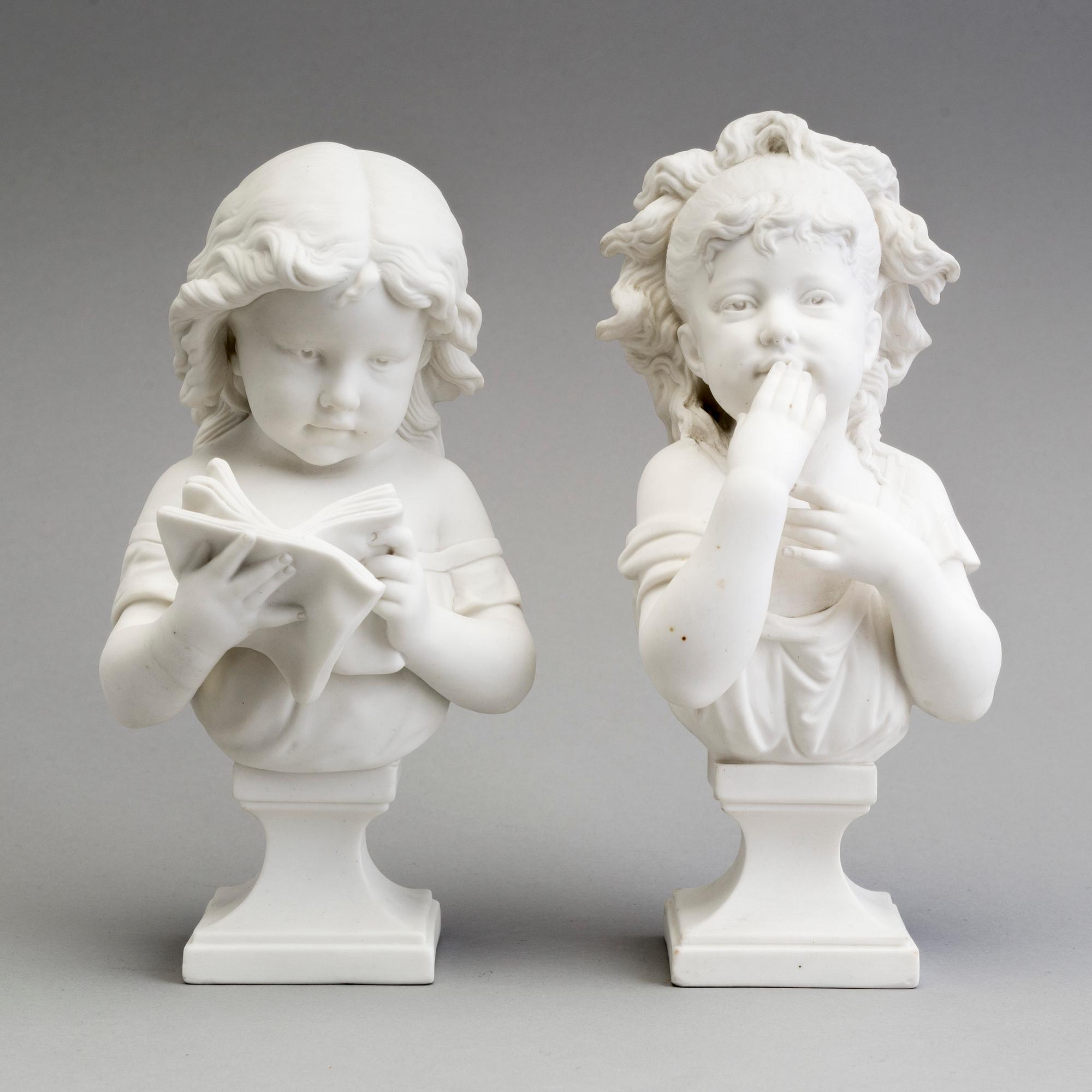 A PAIR OF PARIAN BUSTS, Gustafsberg ca 1900.
