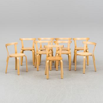 Nine model 68 chairs by Alvar Aalto, designed in 1935.