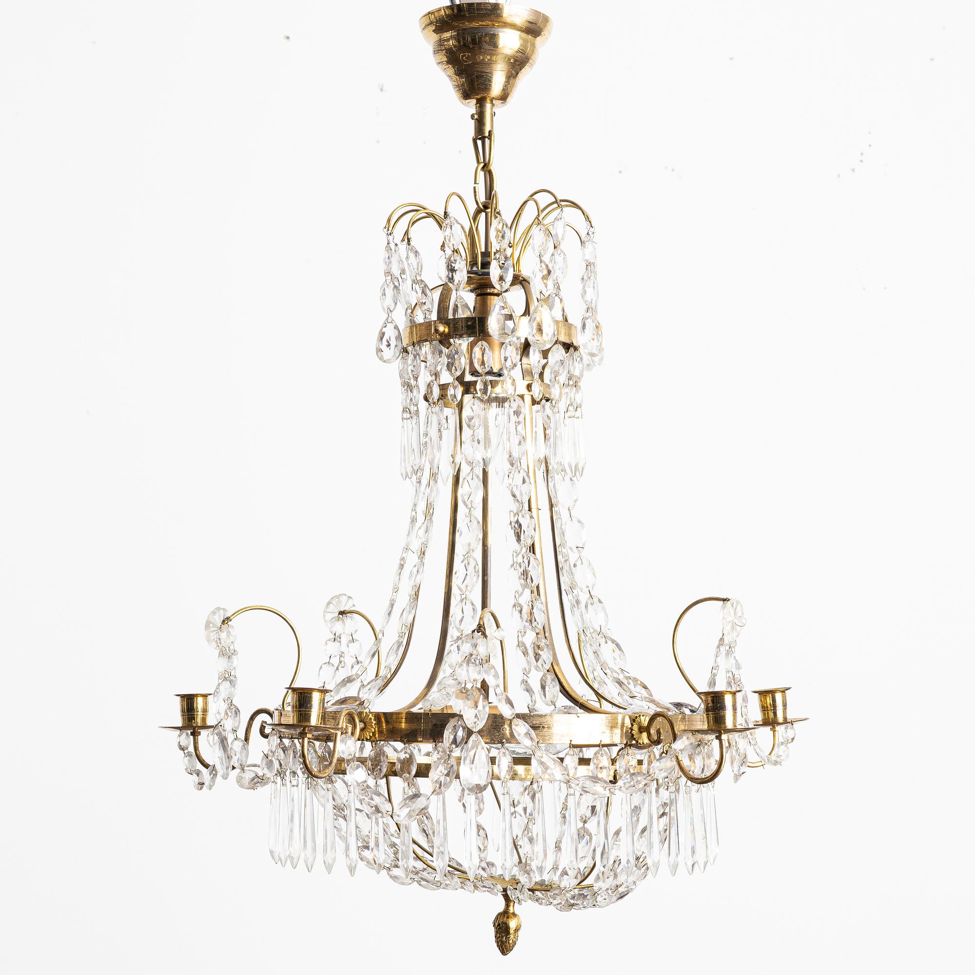 A Gustavian style chandelier, 20th century.