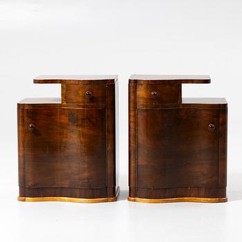 Bedside tables, a pair, first half of the 20th century.