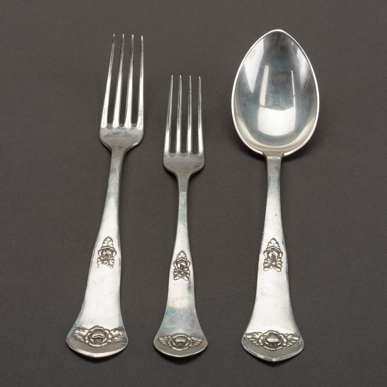 A 36-PIECE SILVER CUTLERY SERVICE COPENHAGEN DENMARK.