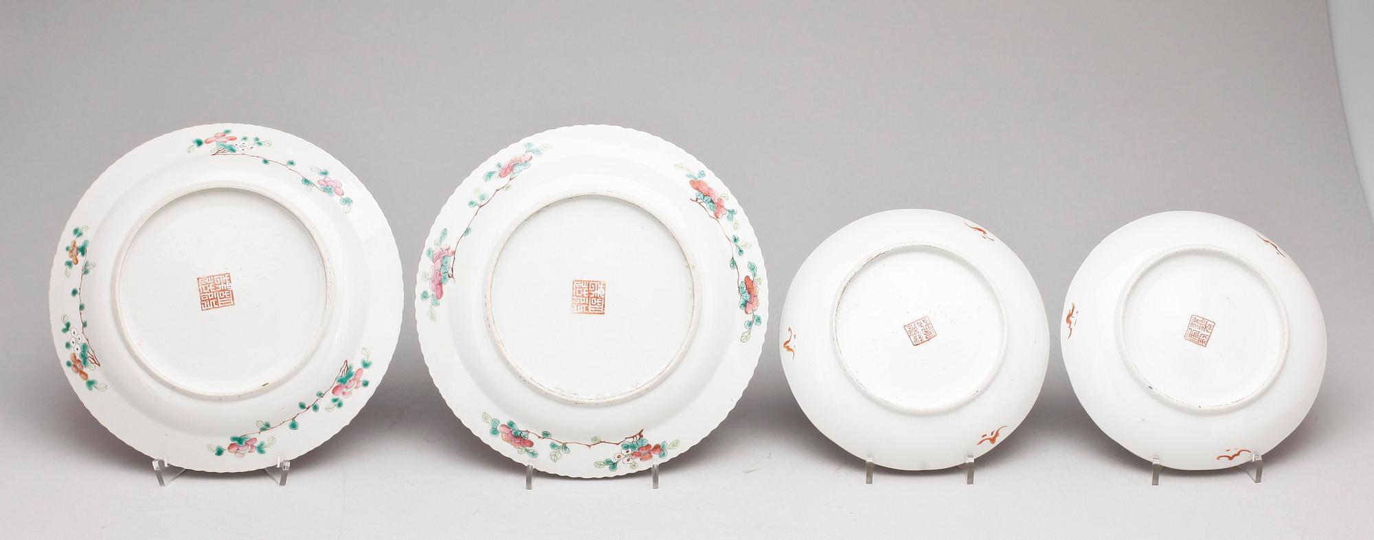 TALLRIKAR, 4st, porslin, Kina, 1800-tal.