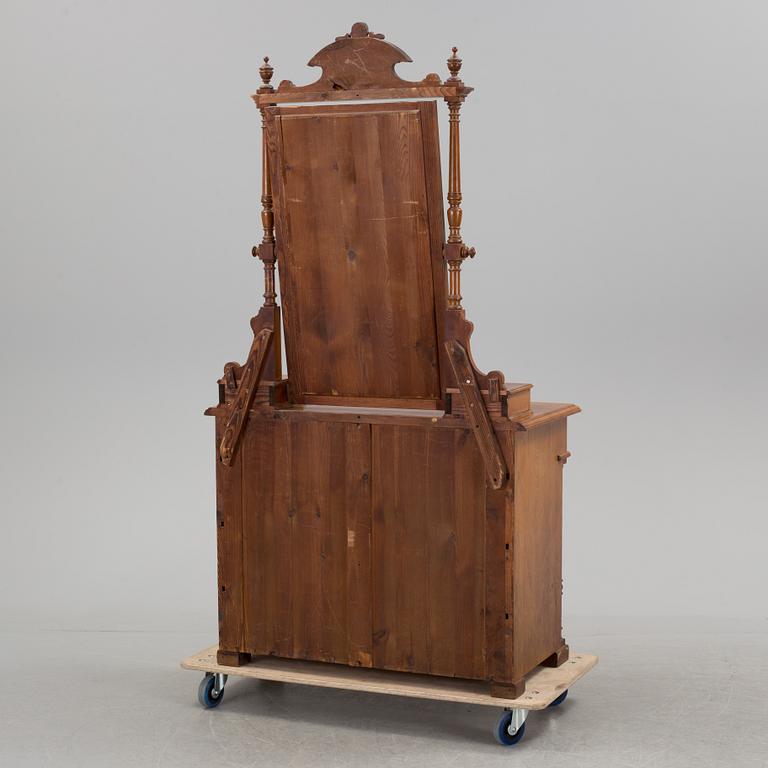 A walnut veneer DRESSER with mirror, late 19th century.