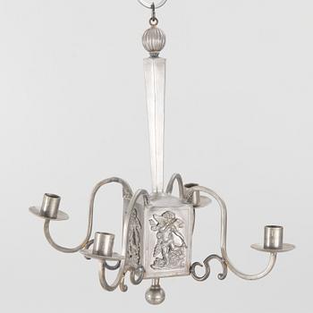 A Swedish Grace pewter chandelier, Sweden, 1920's.