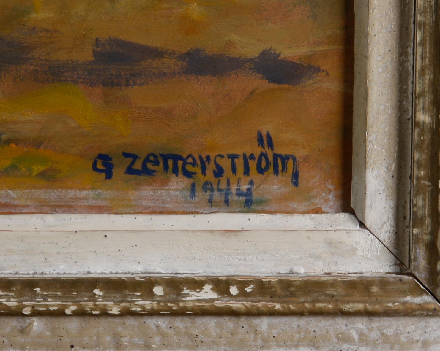 ZETTERSTRÖM, GUNNAR. Olja på masonitpannå, sign o dat 1944.