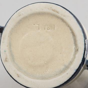 Lisa Larson, three stoneware candlesticks "Julius", "Juliana", "Angel" aswell as a bowl "Guldknopp",  Gustavsberg.