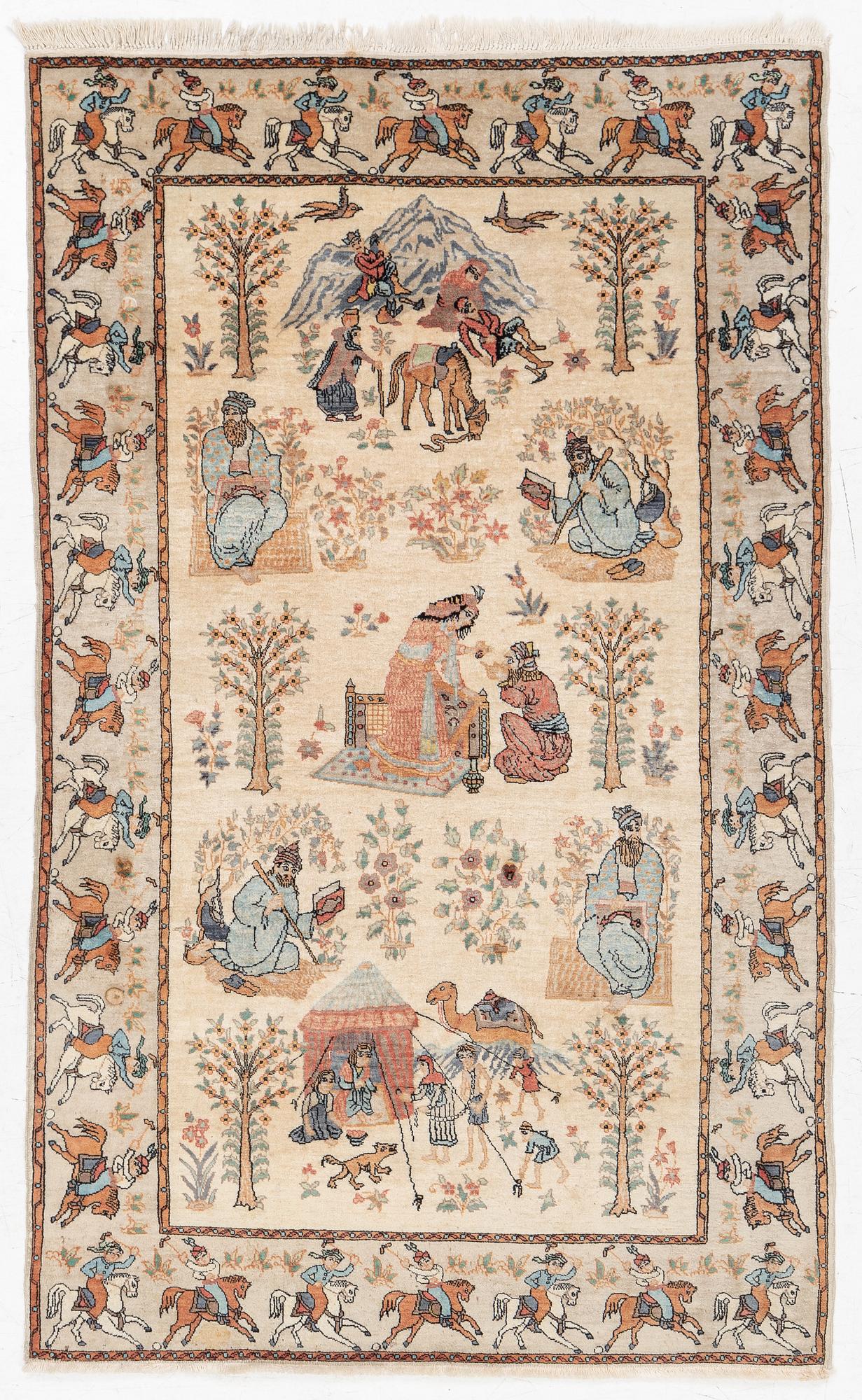 Carpet, figural, 175 x 110 cm.