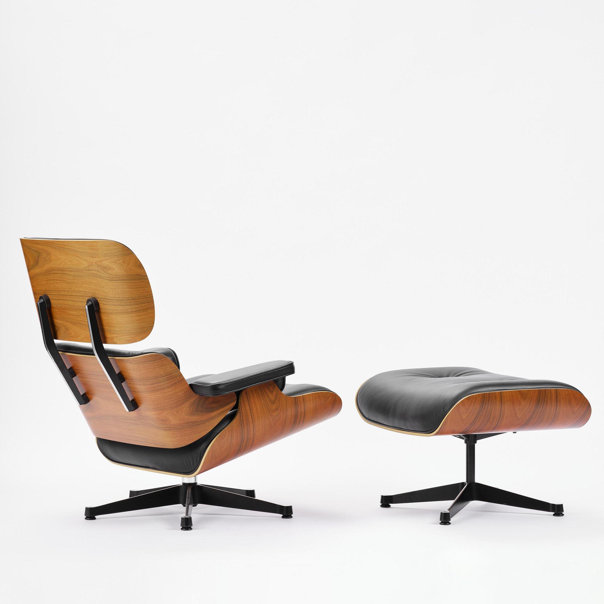 Charles & Ray Eames, an "Eames Lounge Chair" with ottoman, Vitra, 2000s.
