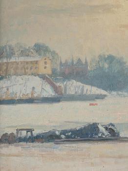 Herman Lindqvist, Winter motif against Skeppsholmen, Stockholm.