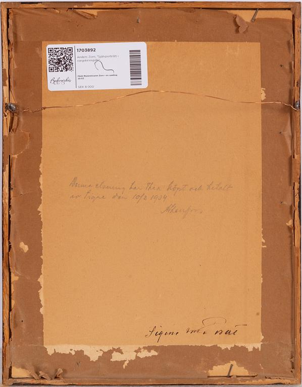 Anders Zorn, "Självporträtt i vargskinnspäls".