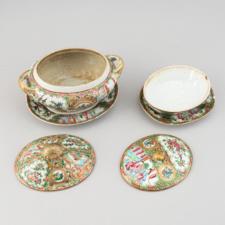 A part Canton famille rose service, Qing dynasty, late 19th century (12 pieces).