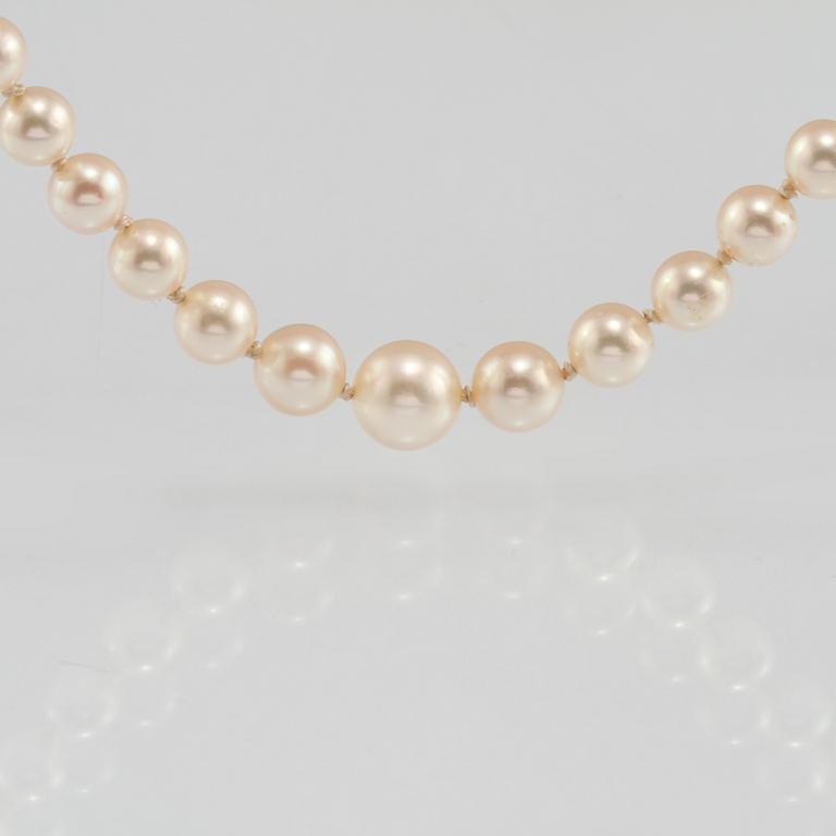 COLLIER, odlade pärlor med lås i 18K vitguld.