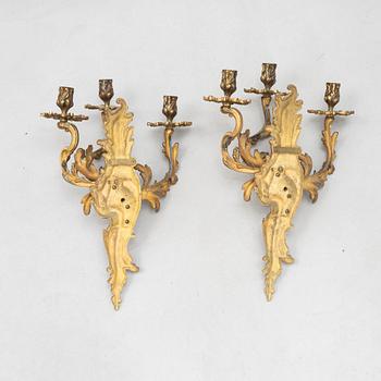 A pair of Rococo style wall appliques, circa 1900.