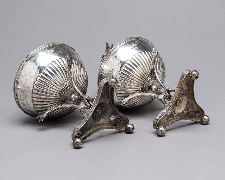 A pair of Swedish 19th century silver sugar-bowls, mark of Carl Magnus Ryberg, Soderkoping 1826.