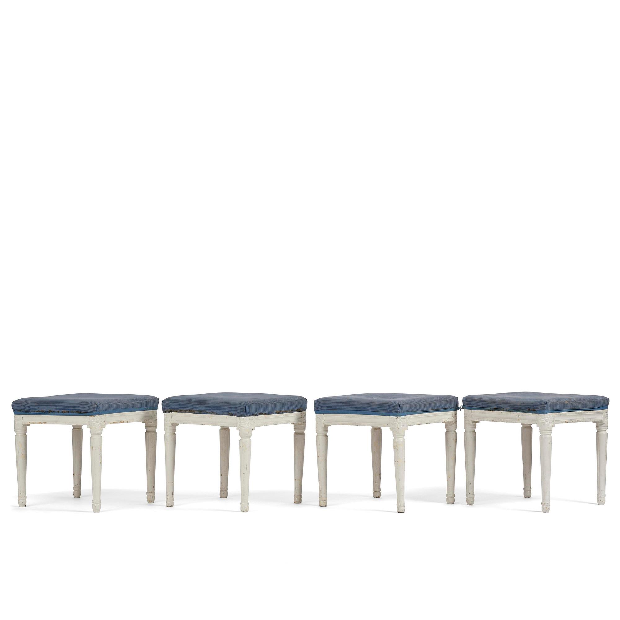 A set of four Gustavian stools, early 19th century.